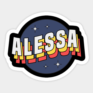 Alessa - Colorful Layered Retro Letters Sticker